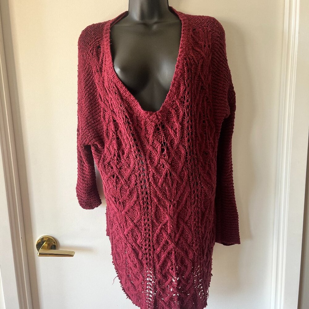 Deep V Cable Knit Sweater